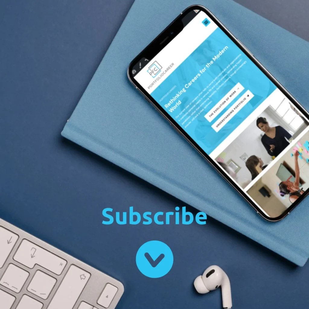 Image of the Website of Andreia Fernandes in Switzerland - Portfolio Career PFC Website shown on Mobile Screen to invite for Newsletter Subscription and Inspirational Community - Version with Subscribe Text